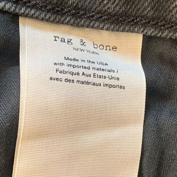 Rag And Bone Fit 1 Extra Slim Straight Jeans Black Dark Wash Distressed Hem - Picture 10 of 11
